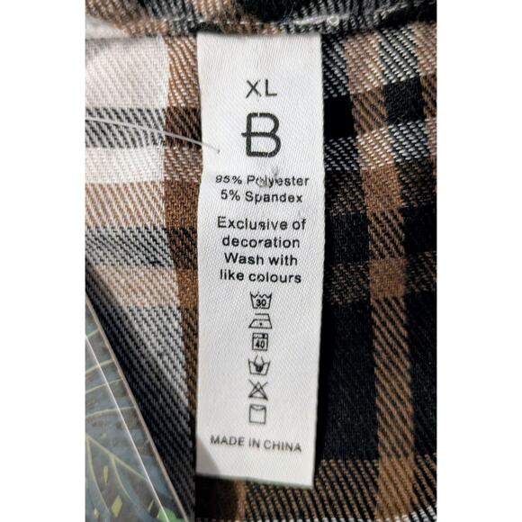 New Blooming Jelly Shirt Dress XL Brown Plaid Stretch Flannel Cowgirl Western - Picture 9 of 9